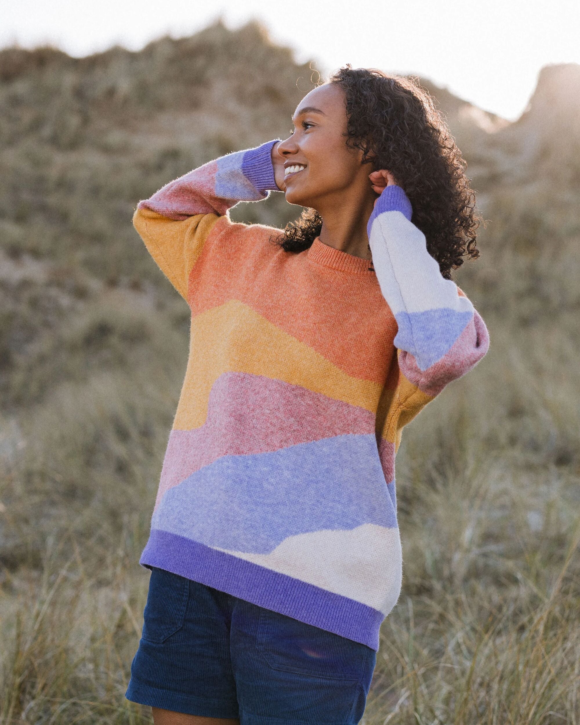 Scenic Recycled Knitted Jumper - Scenic Sunrise Orange - Lifestyle
