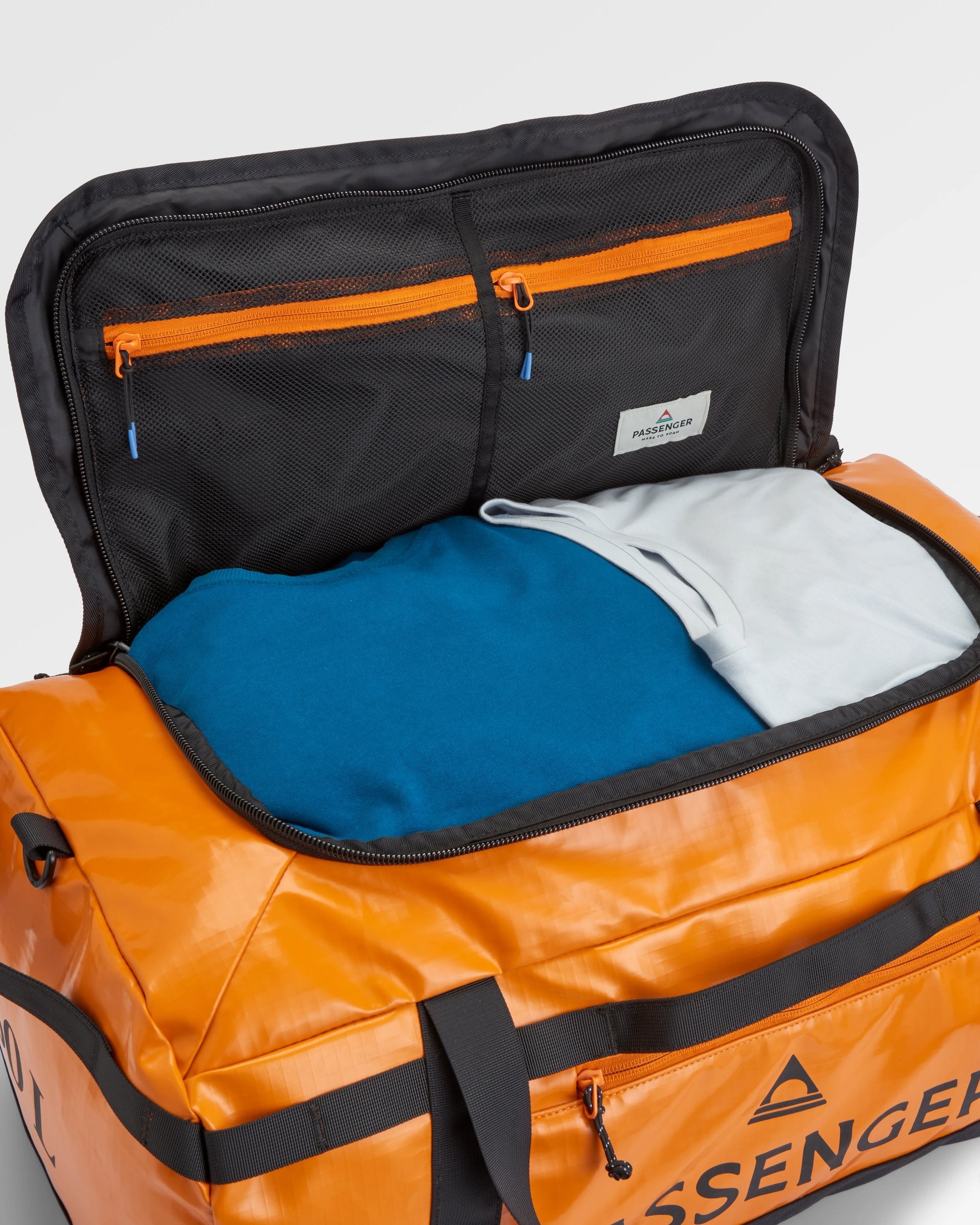 Roamer Recycled 60L Duffel Bag - Sunrise Orange - Flatlay