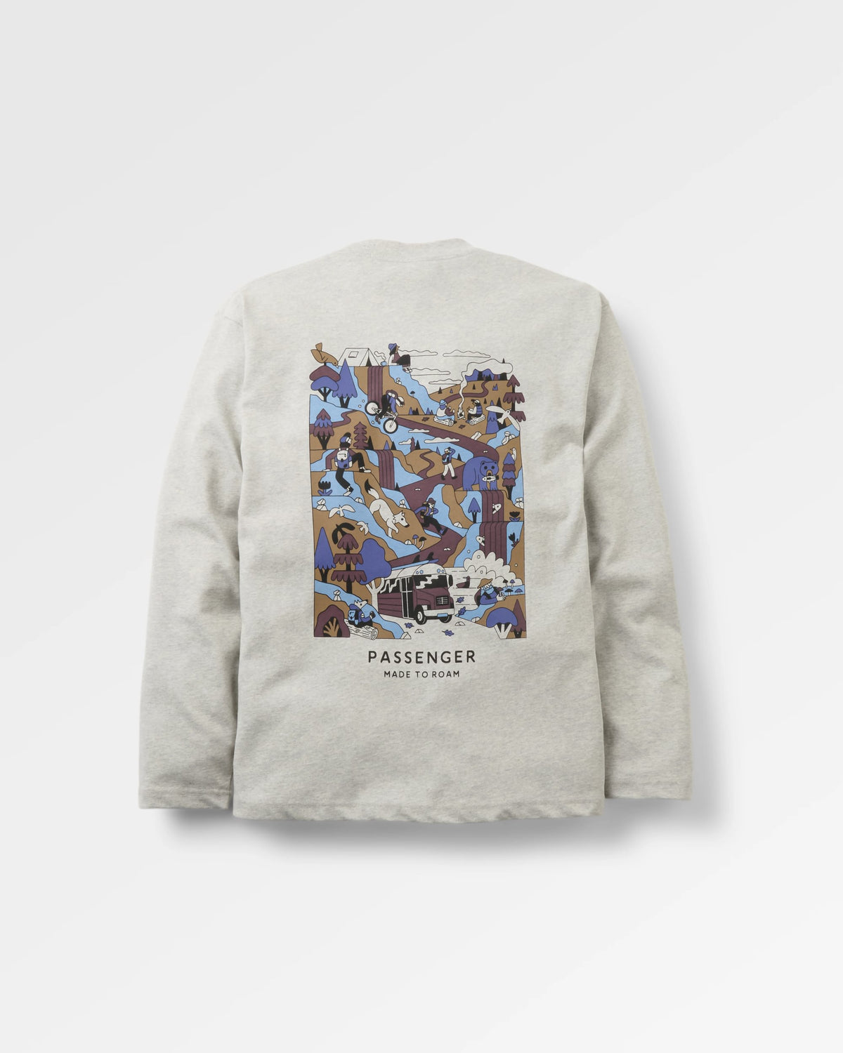 Slower Rhythms LS Relaxed Fit T-Shirt - Grey Marl - Flatlay