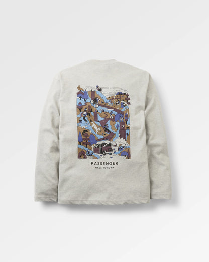 Slower Rhythms LS Relaxed Fit T-Shirt - Grey Marl - Flatlay