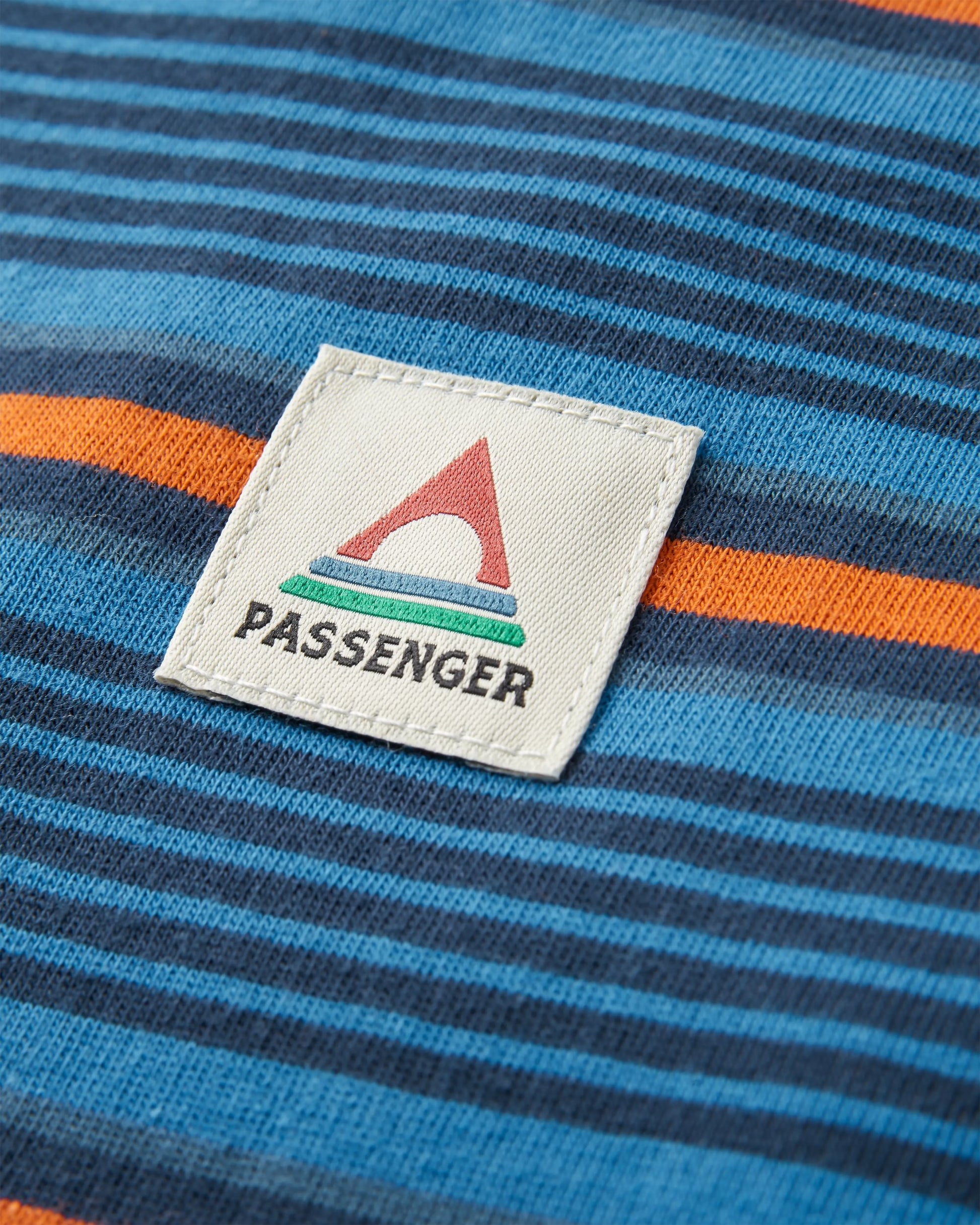 Retro Recycled Cotton Relaxed Fit T-Shirt - Azure Blue Multi Stripe