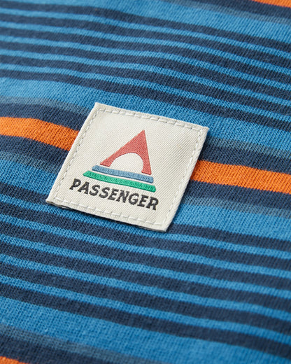 Retro Recycled Cotton Relaxed Fit T-Shirt - Azure Blue Multi Stripe