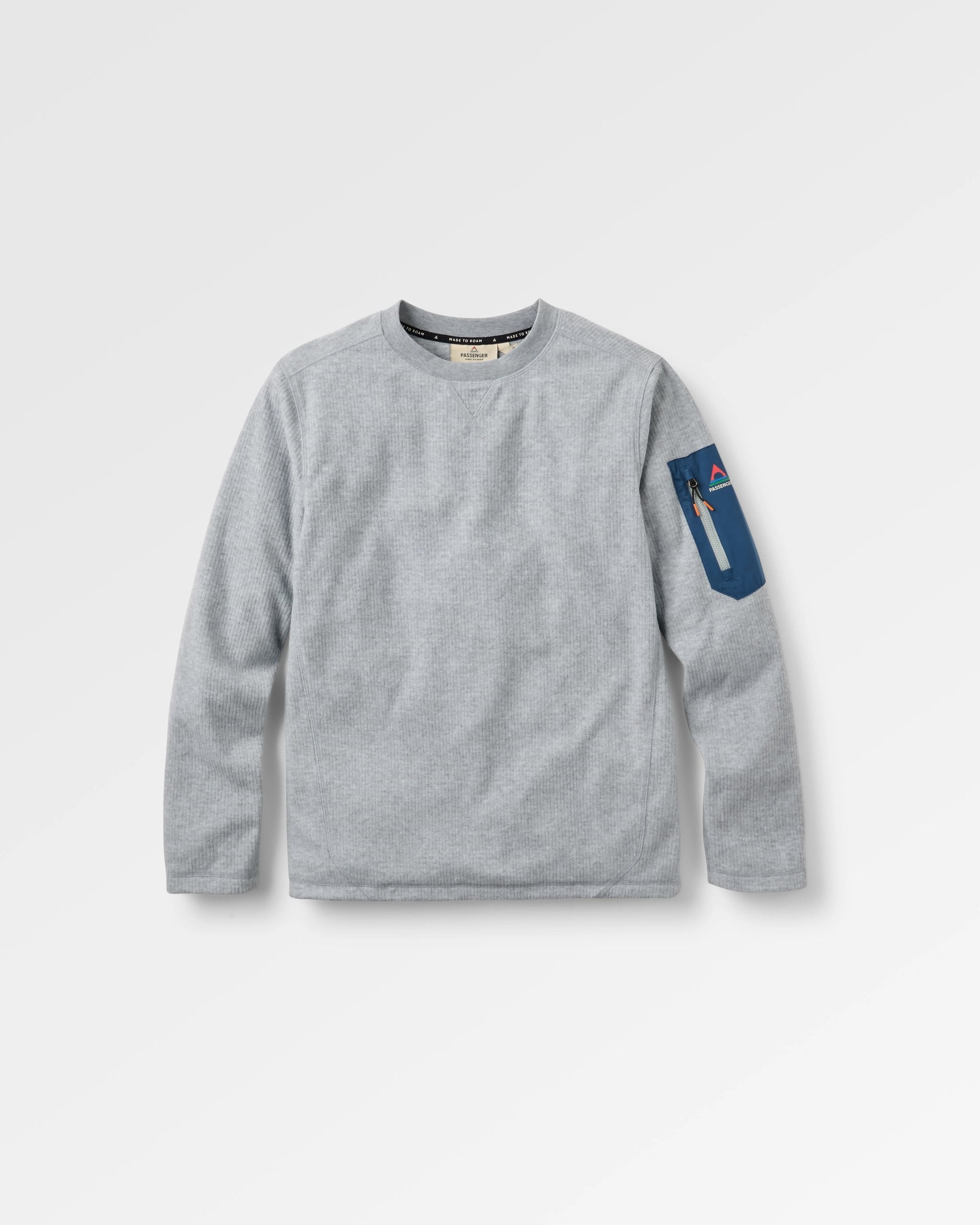 Forestscape Recycled Grid Fleece Crew - Grey Marl - Flatlay
