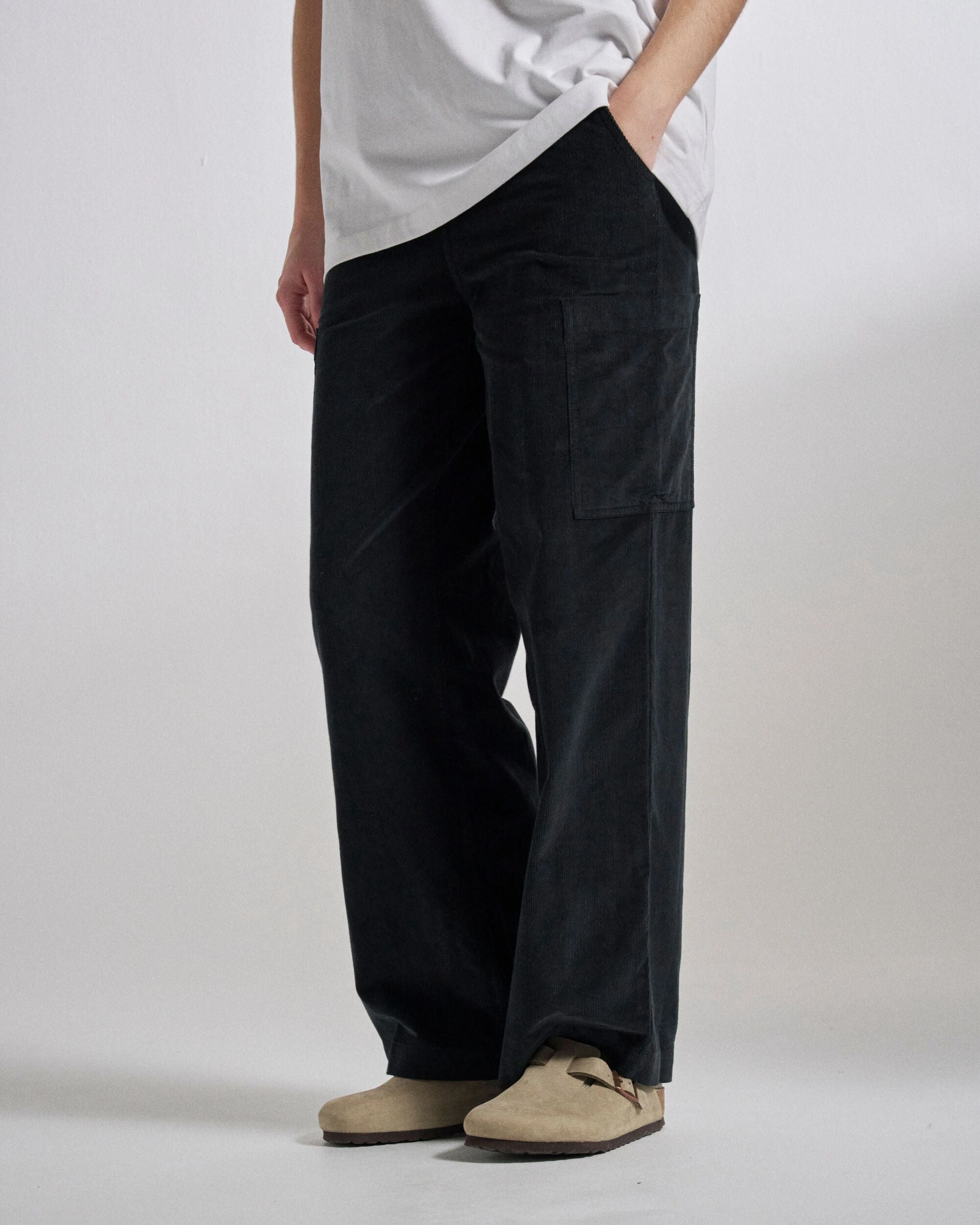 Someday Organic Cotton Corduroy Trouser - Black - Studio Model