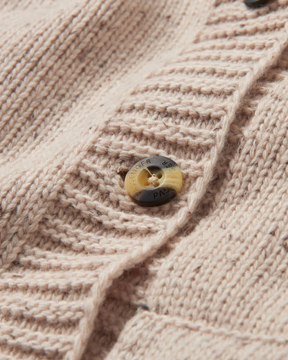 Snoozle Recycled Knitted Hooded Cardigan - Oatmeal - Flatlay