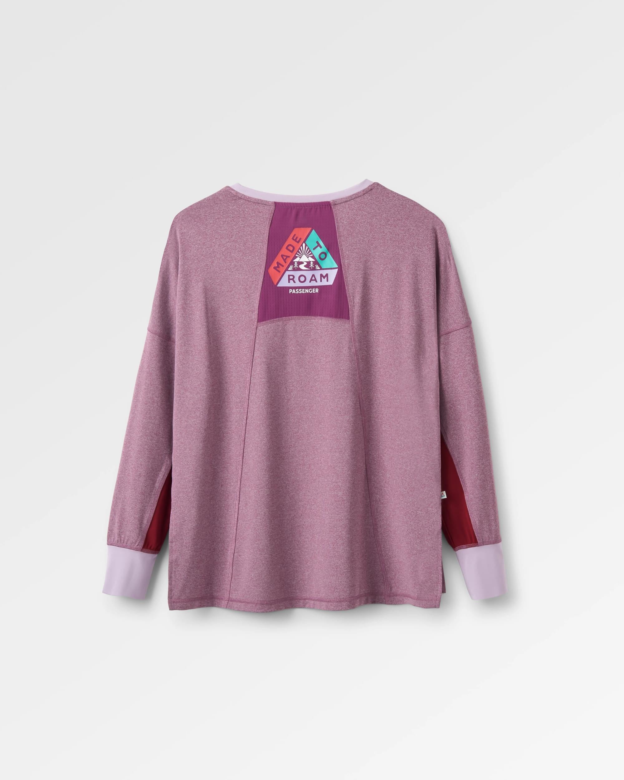 Pacifica Recycled Active LS Top - Berry Marl - Flatlay