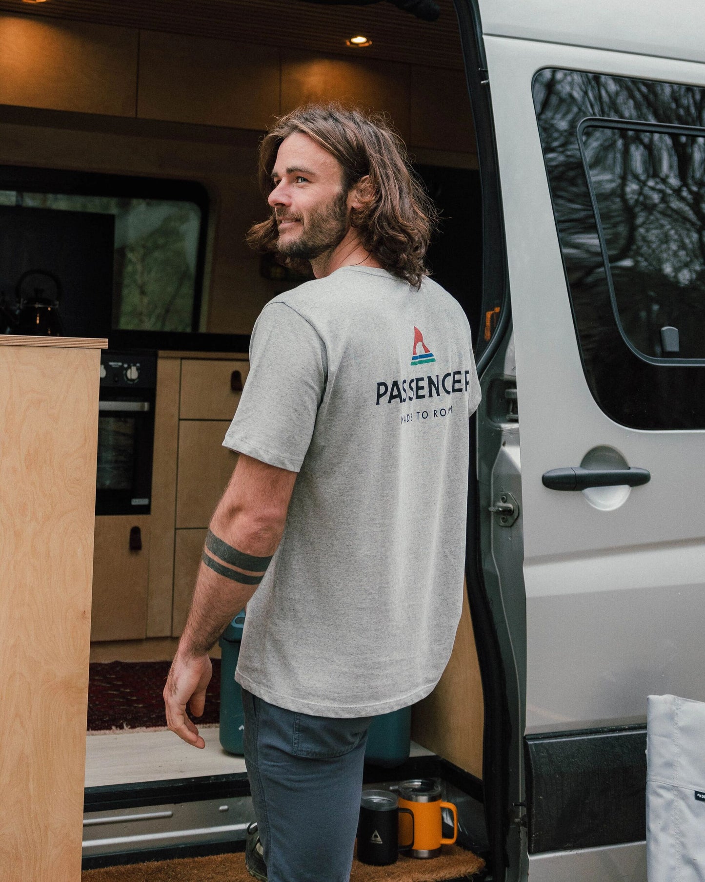 Passenger Recycled Cotton T-Shirt - Grey Marl - Lifestyle