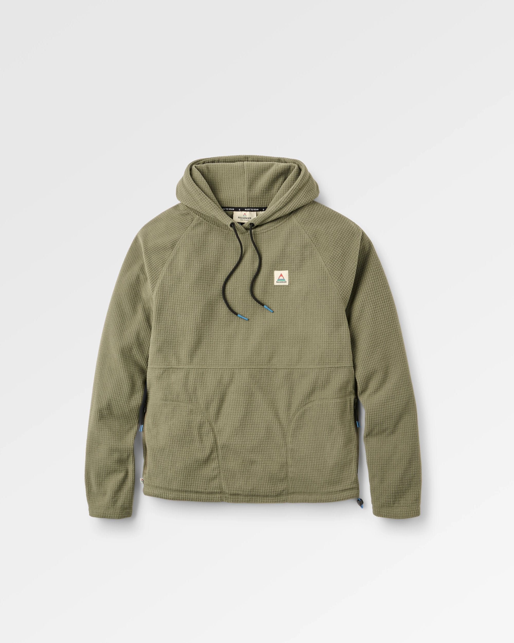 Point Grid Recycled Fleece Hoodie - Dusty Olive - Flatlay