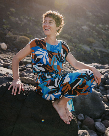 Thimbleberry Jumpsuit - Mountain Foliage Blue - Lifestyle