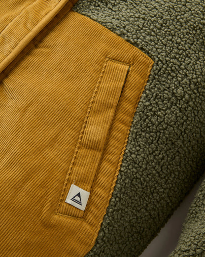Clover Sherpa Fleece Jacket - Dusty Olive - Flatlay