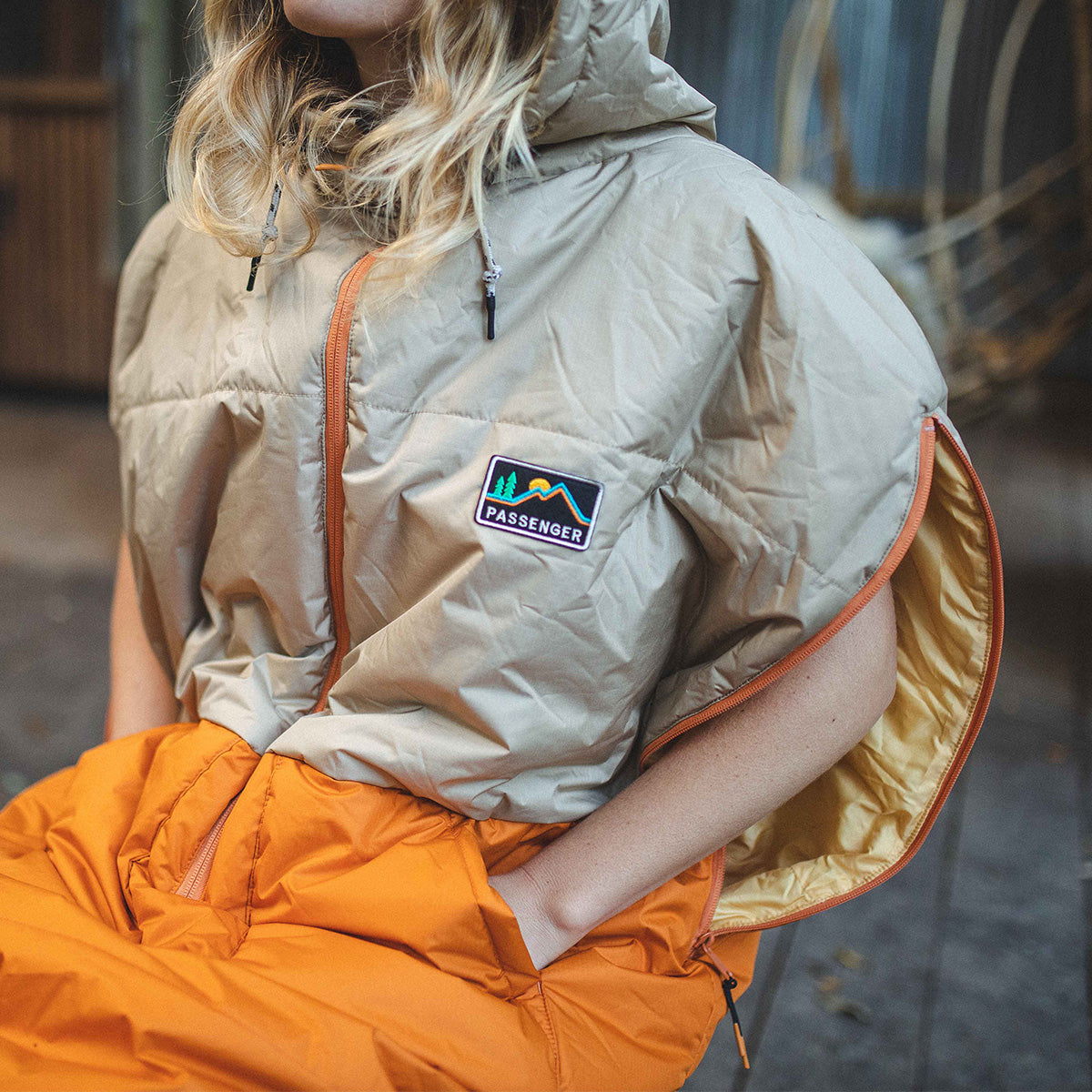 Womens_Good Times Recycled Robe - Chinchilla Brown/ Sunrise Orange