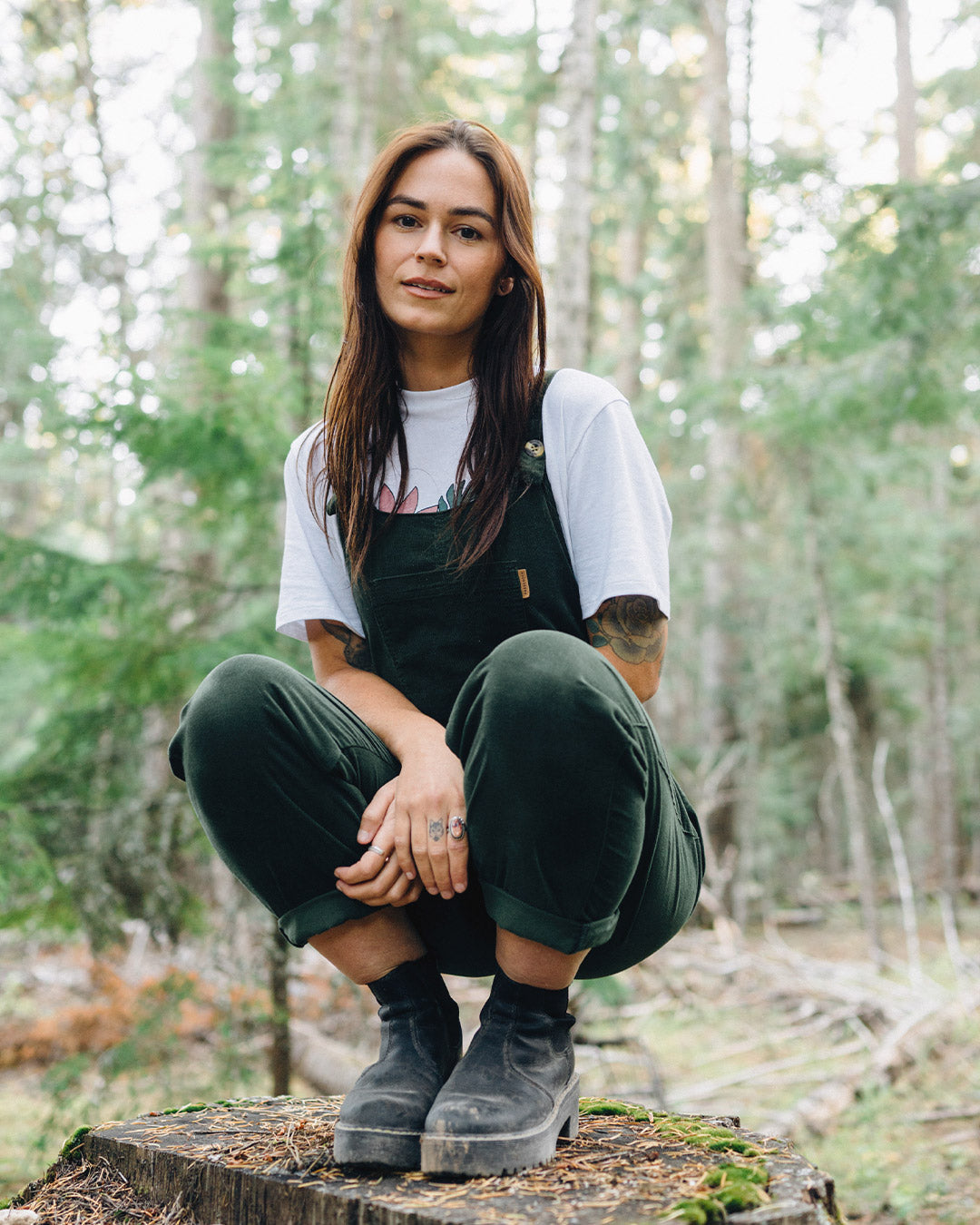 Meadows Cord Dungarees - Fir Tree