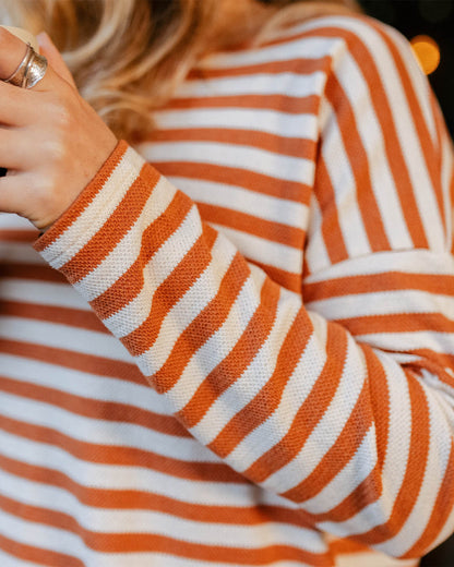 Panorama Striped Ls T-Shirt - Glazed Ginger