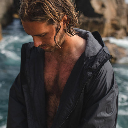Escapism Recycled Towel Lined Changing Robe - Black - Lifestyle - Male