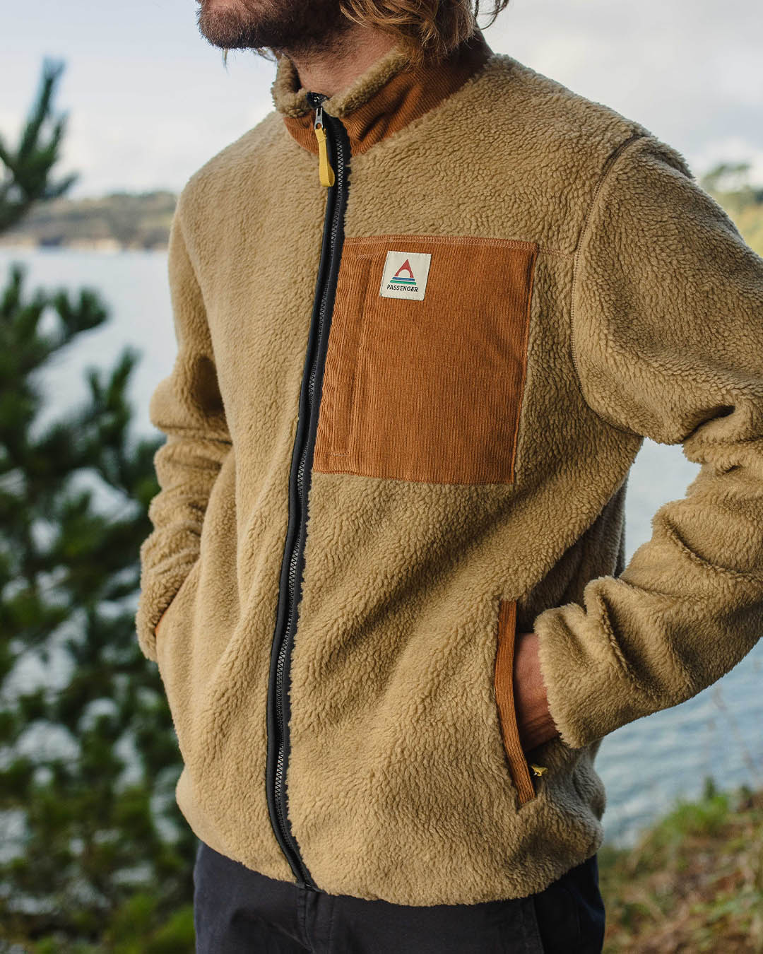Trekker Recycled Sherpa Full Zip Fleece - Biscuit