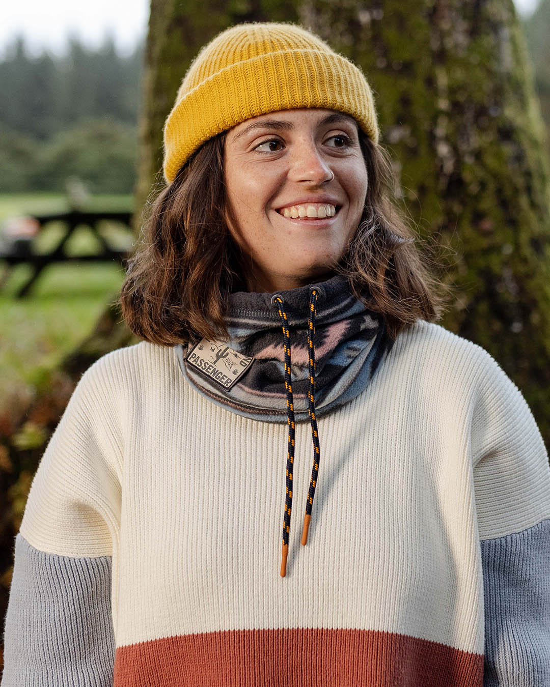 Tor Recycled Polar Womens-Fleece Snood - Deep Navy Vintage Geo